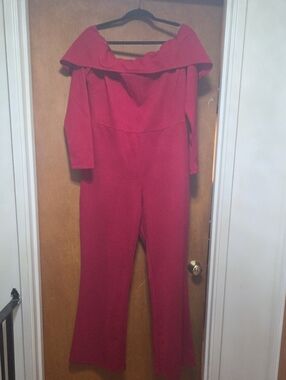 Fashion to Figure Off-Shoulder Red Jumpsuit Plus Size